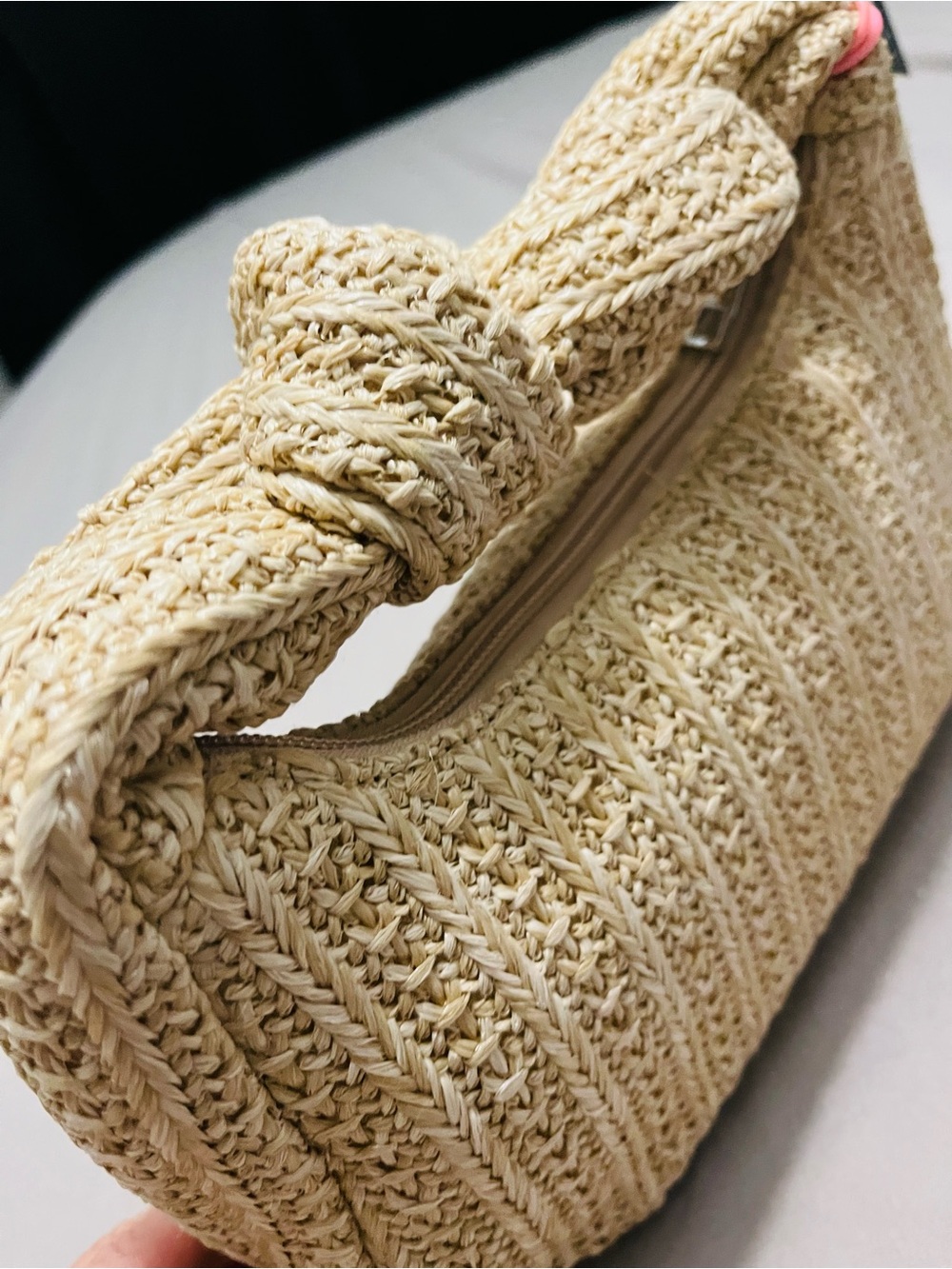 Knotted Straw Shoulder Bag in Natural - Picture 2 of 6